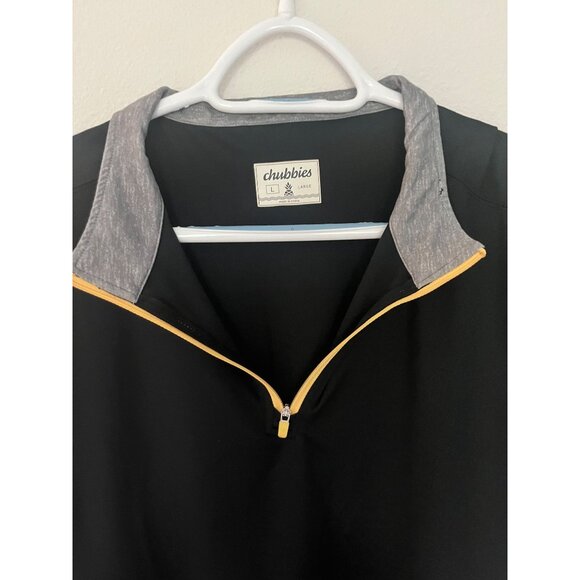 Chubbies Mens Black Gray Quarter-Zip Pullover Yellow Accents Sz L - Picture 5 of 8